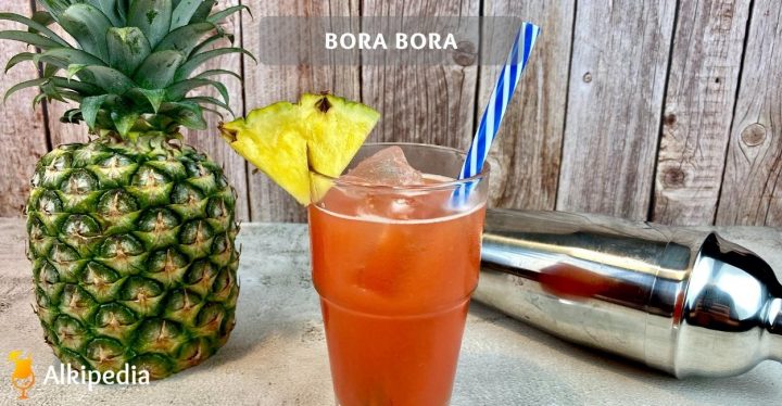 Bora bora with blue straw