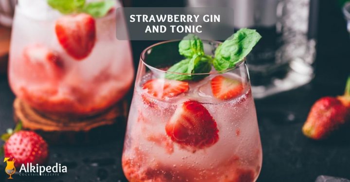 Strawberry gin and tonic with basil garnish