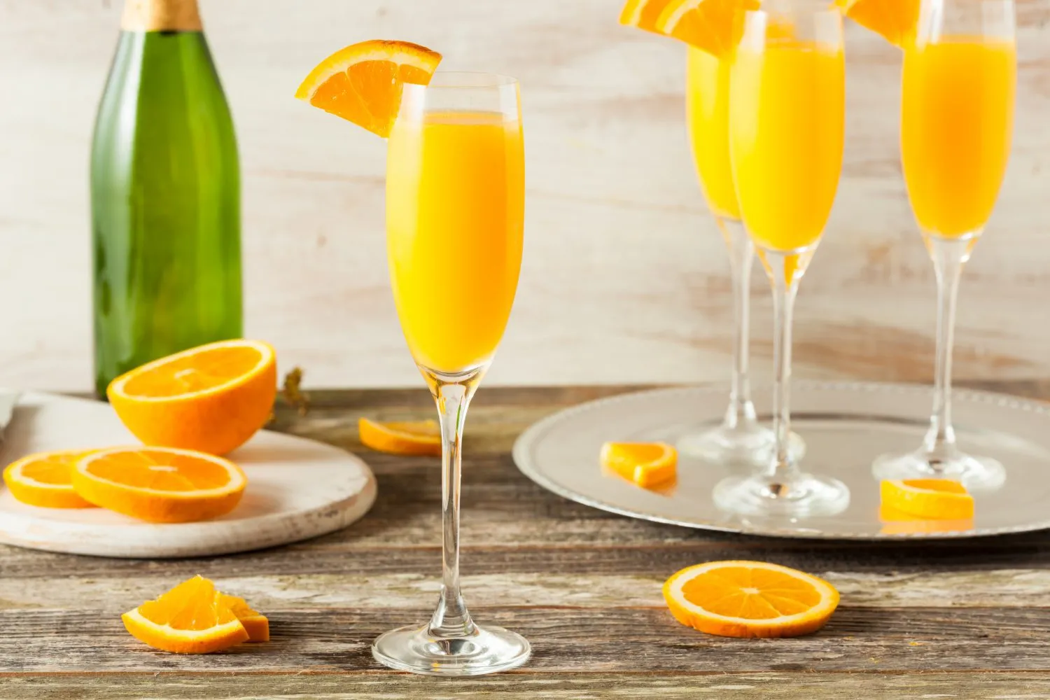 Refreshing mimosa with oranges