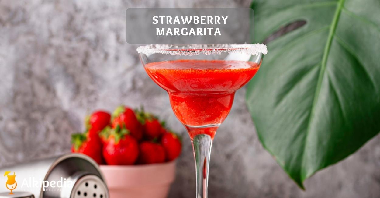 Strawberry margarita with sugar rim